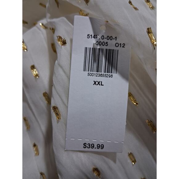 Old Navy Women's XXL Fairycore Split Neck Sheer Metallic Whimsical‎ Chiffon Top - Picture 8 of 11